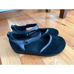 SAS Eden Mary Jane Black Suede Leather Shoes Women's 8.5 W Tripad Comfort Flats